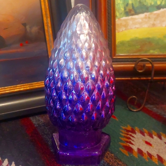 MMA NIB Glass Tree Purple Tabletop Ornament Christmas Or Year Round - Picture 1 of 7